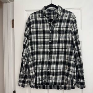 Brandy Melville Black and White Plaid Long Sleeve Button-Up Shirt